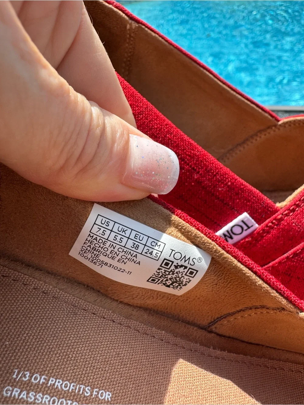 Toms Red Peep-Toe Wedge Espadrilles